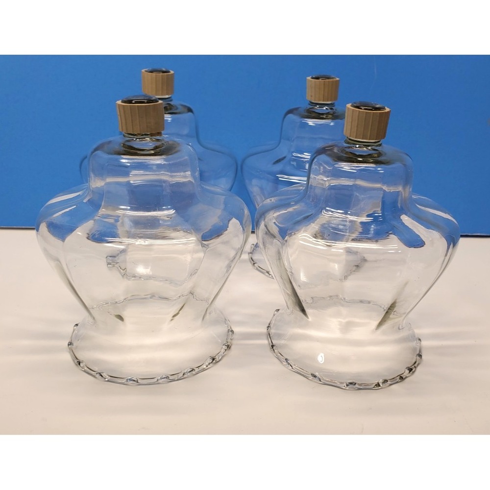 Votive Cups Glass Optic Ruffle Clear Peg Candle Home Interiors Homco QTY 4